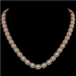 21.21 ctw Opal & Diamond Micro Pave Halo Necklace 10k Rose Gold - REF-581Y8X