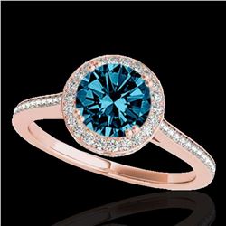 2.03 ctw SI Certified Fancy Blue Diamond Halo Ring 10k Rose Gold - REF-252Y3X