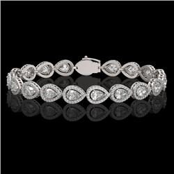 12.38 ctw Pear Cut Diamond Micro Pave Bracelet 18K White Gold - REF-1702H8R