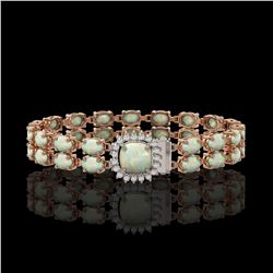 14.41 ctw Opal & Diamond Bracelet 14K Rose Gold - REF-245W5H