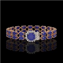 19.85 ctw Sapphire & Diamond Bracelet 14K Rose Gold - REF-245M5G