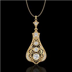 1.75 ctw VS/SI Diamond Art Deco Stud Necklace 18k Yellow Gold - REF-272R8K