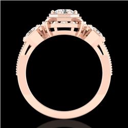 1.01 ctw VS/SI Diamond Solitaire Art Deco 3 Stone Ring 18k Rose Gold - REF-170W9H