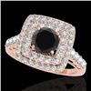 Image 1 : 2.05 ctw Certified VS Black Diamond Solitaire Halo Ring 10k Rose Gold - REF-85H5R