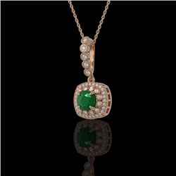 2.55 ctw Certified Emerald & Diamond Victorian Necklace 14K Rose Gold - REF-100M2G