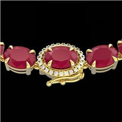 92 ctw Ruby & VS/SI Diamond Eternity Micro Necklace 14k Yellow Gold - REF-527F3M