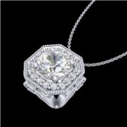 1.54 ctw VS/SI Diamond Solitaire Art Deco Necklace 18k White Gold - REF-409R3K