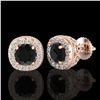 Image 2 : 1.69 ctw Fancy Black Diamond Art Deco Stud Earrings 18k Rose Gold - REF-121A8N