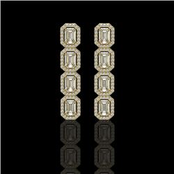 5.33 ctw Emerald Cut Diamond Micro Pave Earrings 18K Yellow Gold - REF-804N5F