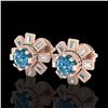 Image 1 : 1.77 ctw Fancy Intense Blue Diamond Art Deco Earrings 18k Rose Gold - REF-177M3G