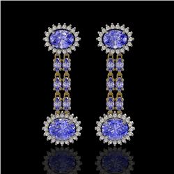 9.01 ctw Tanzanite & Diamond Earrings 14K Yellow Gold - REF-227X3A