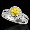 Image 1 : 1.5 ctw Certified SI/I Fancy Intense Yellow Diamond Ring 10k White Gold - REF-218N2F