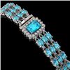 Image 2 : 26.02 ctw Swiss Topaz & Diamond Bracelet 14K White Gold - REF-318H2R