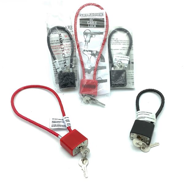 Keyed Cable Locks, 15" Red X 2, Keyed Cable Locks, 8" Black X 3