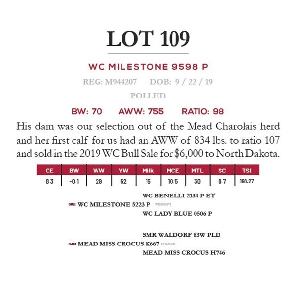 WC MILESTONE 9598 P