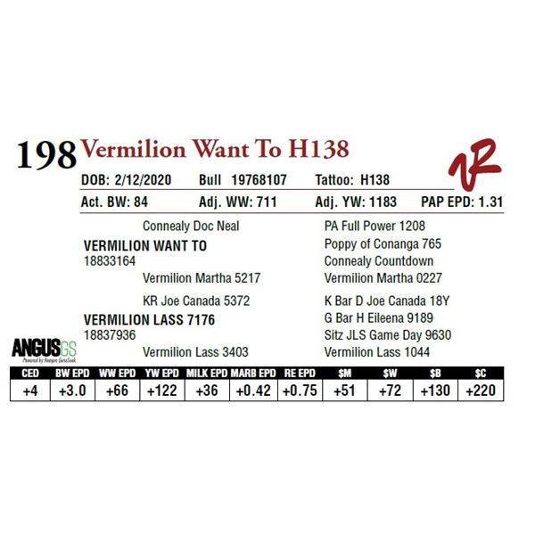 VERMILION WANT TO H138