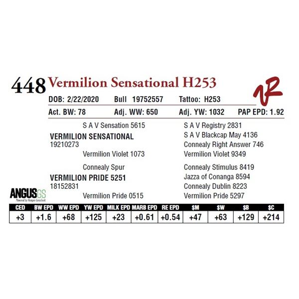 VERMILION SENSATIONAL H253