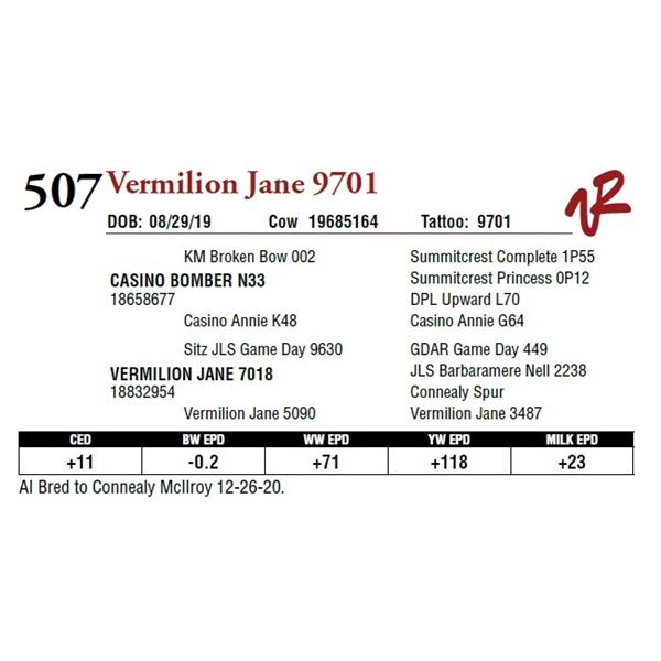 VERMILION JANE 9701