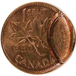 One Cent 1980. Partial Out-of-Collar