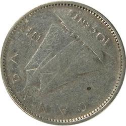 Ten Cents 1947 Maple Leaf Rotated 135o