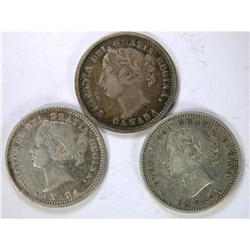 1870 N0, 1871 and 1881H Obv 2, all F-VF