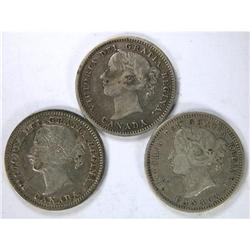 1870 Narrow 0, 1871 and 1882H, all F-VF