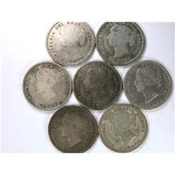 1870-1894. Seven pieces, VG or better