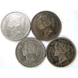 1881H, 1888, 1898 and 1901, all VF