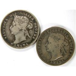 25 Cents 1881H and 1892, both F-VF