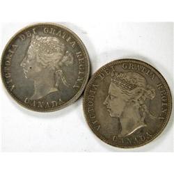 Twenty-Five Cents 1900 & 1901, both VF