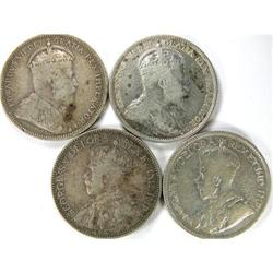 1902H, 1909, 1921 & 1936 Dot, all Fine