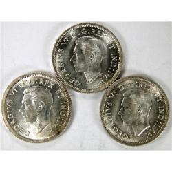 1937, 1938 and 1939, all Choice Unc