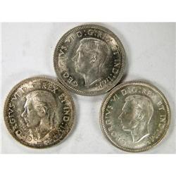 1937, 1938 and 1940, all Choice Unc