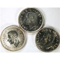 1943, 1946 and 1948, all Choice Unc