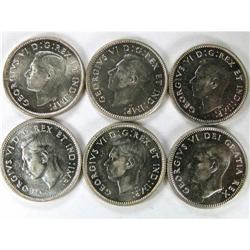 1944-1950. Six pieces, Unc-Choice Unc