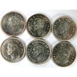 1944-1952. Six pieces, Unc-Choice Unc