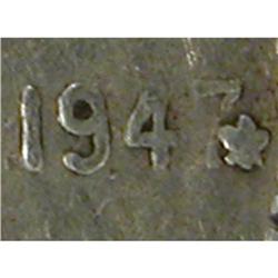 Ten Cents 1947 Maple Leaf over 7, Fine