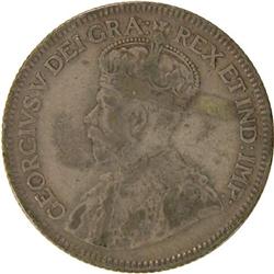 Canada Twenty-Five Cents 1936 Dot, F-VF