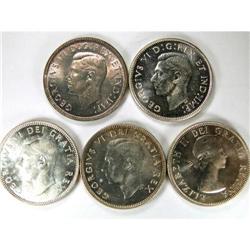 1945-1953. Five pieces, all Choice Unc