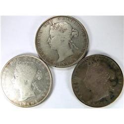 1870 LCW, 1871 and 1892 Obv 4, all VG