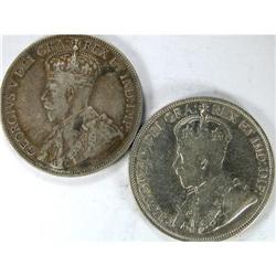 Fifty Cents 1912 and 1936, both F-VF