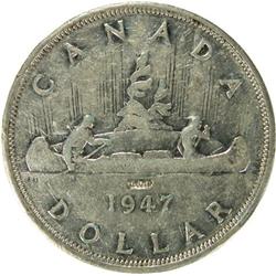 Silver Dollar 1947 Blunt 7, JOP, VF