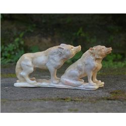 Stunning Hand Carved Moose Antler Wolves