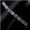 Image 1 : Natural  Oval 6x4mm Top Blue Violet Tanzanite Bracelet