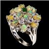 Image 2 : Unheated White Opal, Amethyst & Emerald Ring