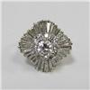 Image 2 : 14k white gold and diamond cluster ring with