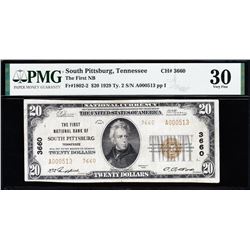 1929 $20 South Pittsburg TN National Bank Note PMG 30