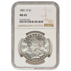 1881-O $1 Morgan Silver Dollar Coin NGC MS65