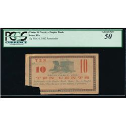 1862 Ten Cent Empire Bank Note PCGS 50