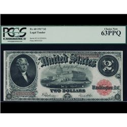 1917 $2 Legal Tender Note PCGS 63PPQ